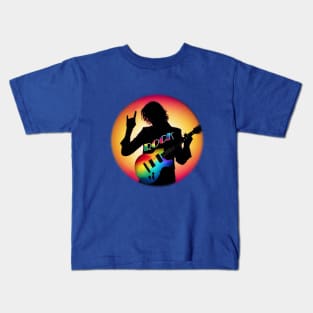 Silhouette Rock Guitarist Kids T-Shirt